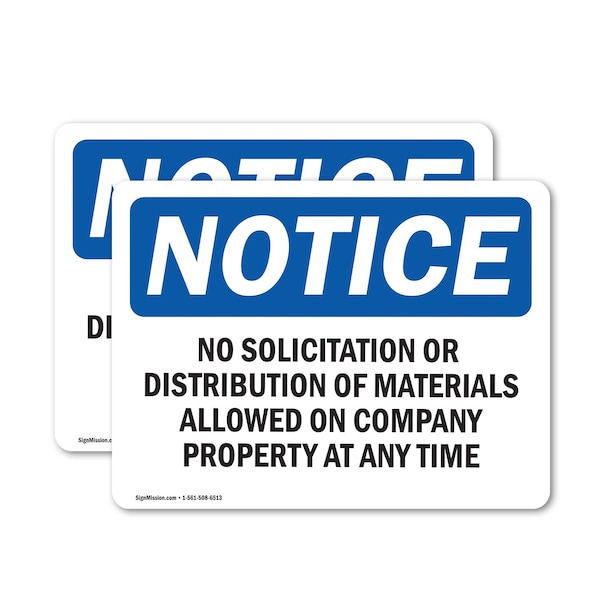 Signmission No Solicitation Or Distribution OSHA Notice Sign, Vinyl Decal, 7in W x 5in L, 2PK OS-2PACK-NS-D-57-L-16195 - main